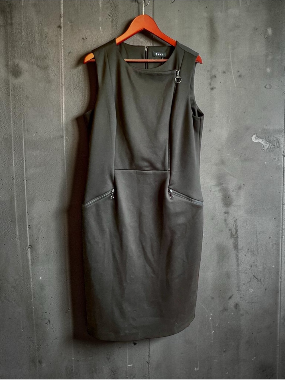 DKNY Black Sheath Dress with Zip Pockets Size 12 | Career Office Cocktail
